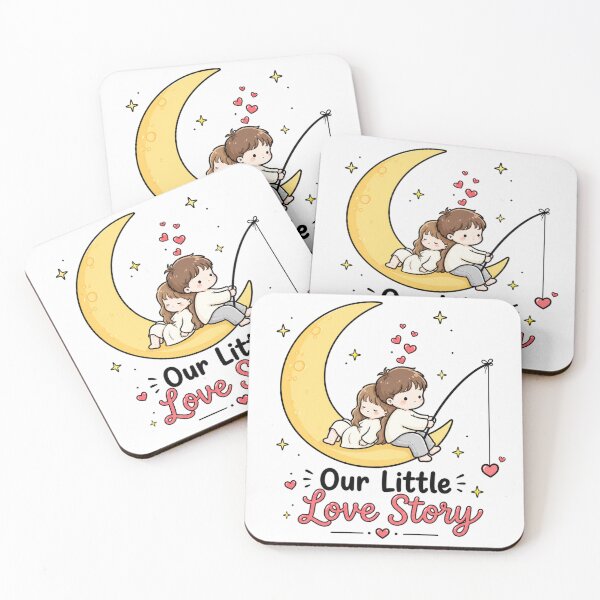 Item preview, Our Little Love Story – Cute Couple on Crescent Moon Kawaii Romantic Design designed and sold by CRAZZYDOODLES.