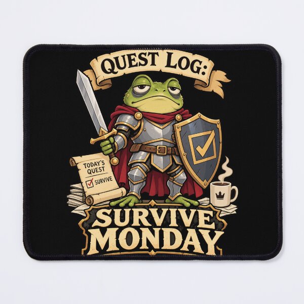 Item preview, Survive Monday Funny Frog Knight – Fantasy Work Humor designed and sold by From Cyryl with Love.