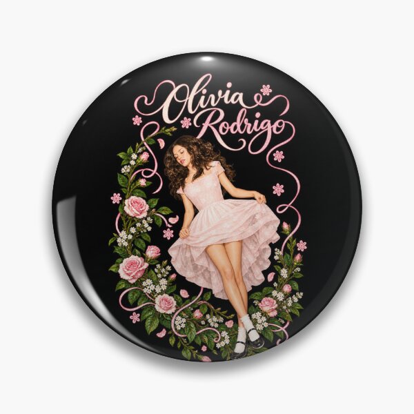 Item preview, Olivia Rodrigo Pink Floral Dress Roses Frame Elegant Portrait designed and sold by Cuiroblinda.