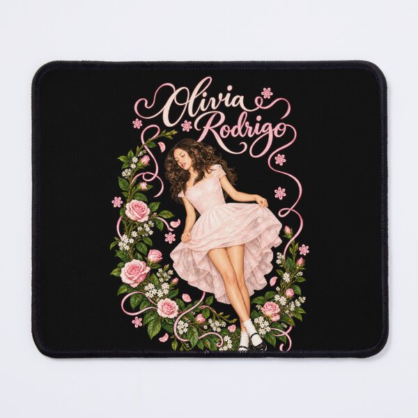Item preview, Olivia Rodrigo Pink Floral Dress Roses Frame Elegant Portrait designed and sold by Cuiroblinda.