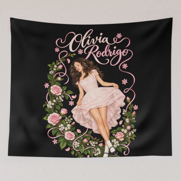 Item preview, Olivia Rodrigo Pink Floral Dress Roses Frame Elegant Portrait designed and sold by Cuiroblinda.