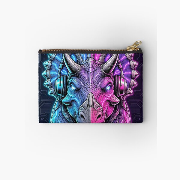 Item preview, Triceratops Cyberpunk with Neon Headphones – Neon Dino Design designed and sold by CyberGlow Designs.