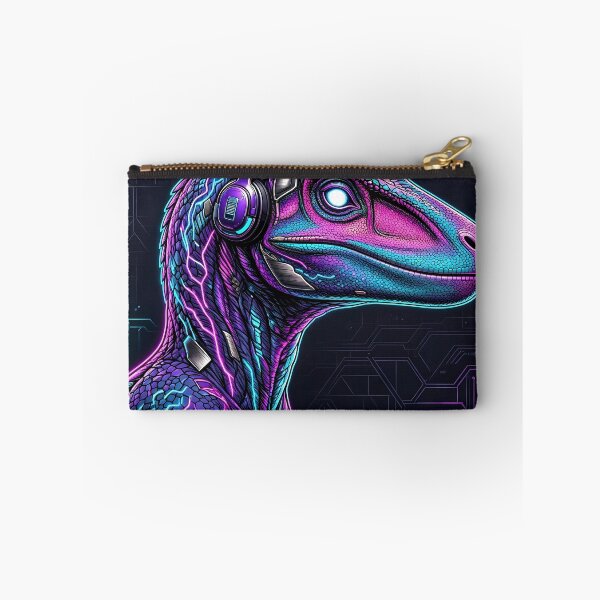 Item preview, Velociraptor Cyberpunk with Neon Headphones – Neon Dino Design designed and sold by CyberGlow Designs.