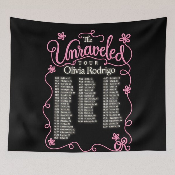 Item preview, The Unraveled Tour Olivia Rodrigo Pink String Frame Full Dates designed and sold by Cuiroblinda.