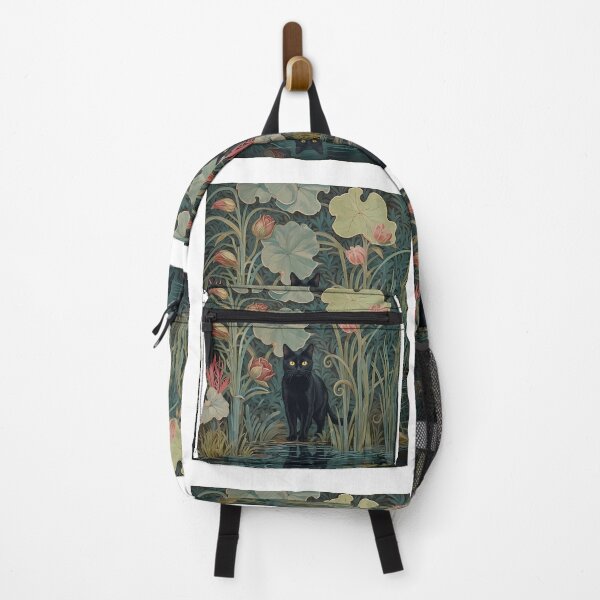 Item preview, Vintage Botanical Black Cat and Lotus Reflection designed and sold by PurrfectHome.