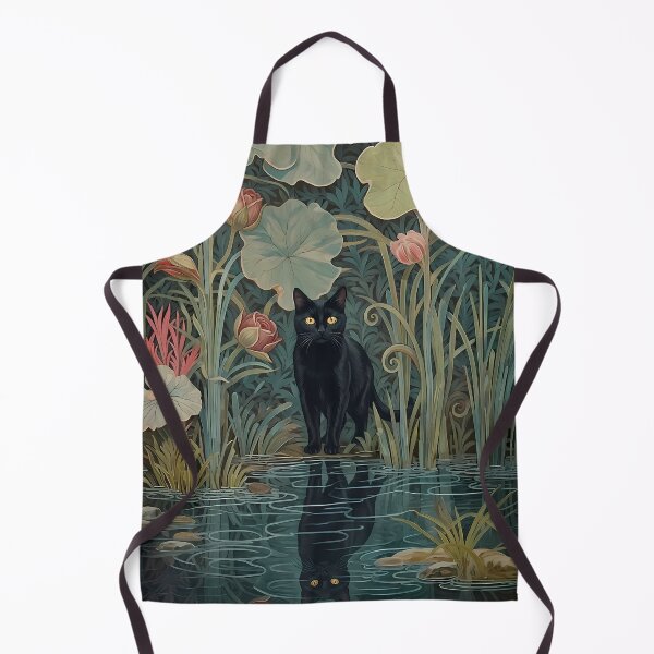 Item preview, Vintage Botanical Black Cat and Lotus Reflection designed and sold by PurrfectHome.