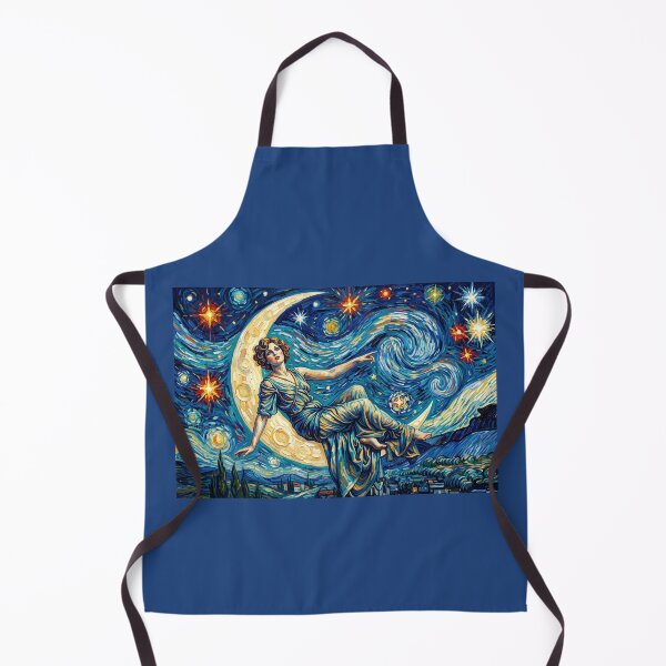 Item preview, Victorian Crescent Moon Goddess in Van Gogh Starry Night Style designed and sold by ArtworkNorth.