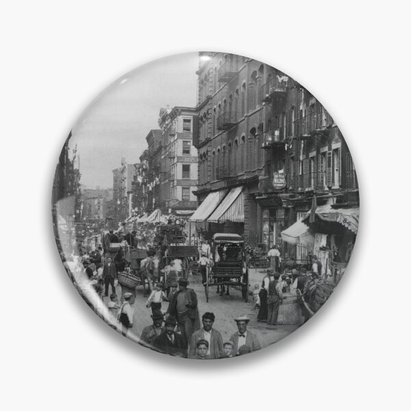 Item preview, 1900 Little Italy, Mulberry Street, New York City panoramic vintage black and white photograph designed and sold by Astrid Arkhangelsky.
