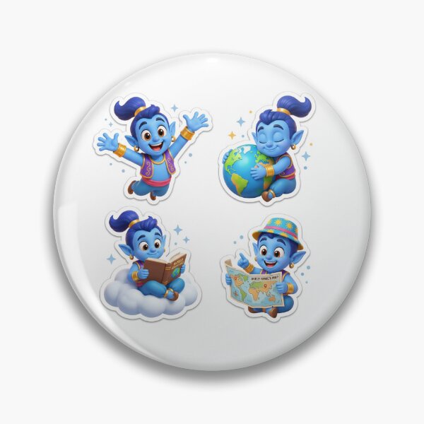 Item preview, Cute 3D Blue Genie Adventure Sticker Pack designed and sold by WhimsicalStudioArt.