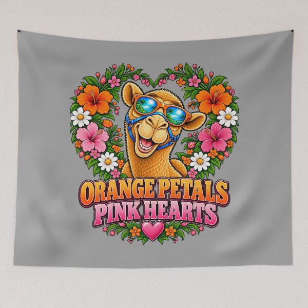 Item preview, ORANGE PETALS PINK HEARTS – Lesbian Love Garden Pride Camel – Funny Animal T-Shirt Gift for Animal Lovers designed and sold by Camel & Quirk.