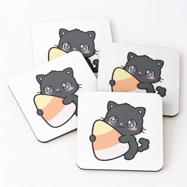 Item preview, Black Kitten Hugging Giant Candy Corn Sticker designed and sold by xiaoxiaochibi.