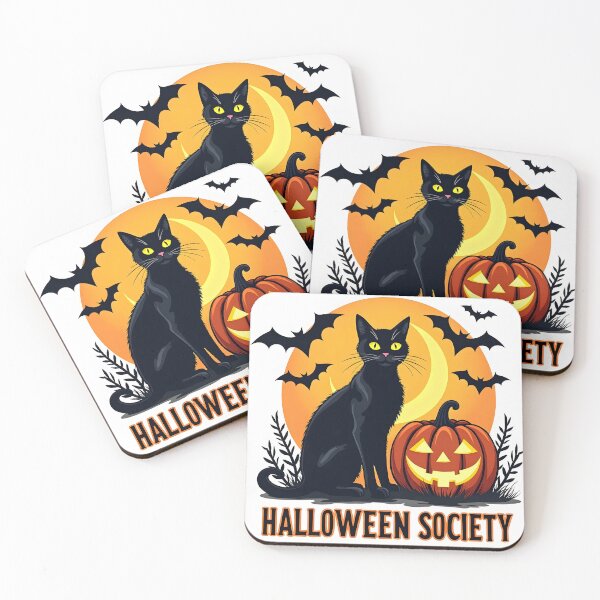 Item preview, Black Cat Halloween Society designed and sold by MilaPrintify.