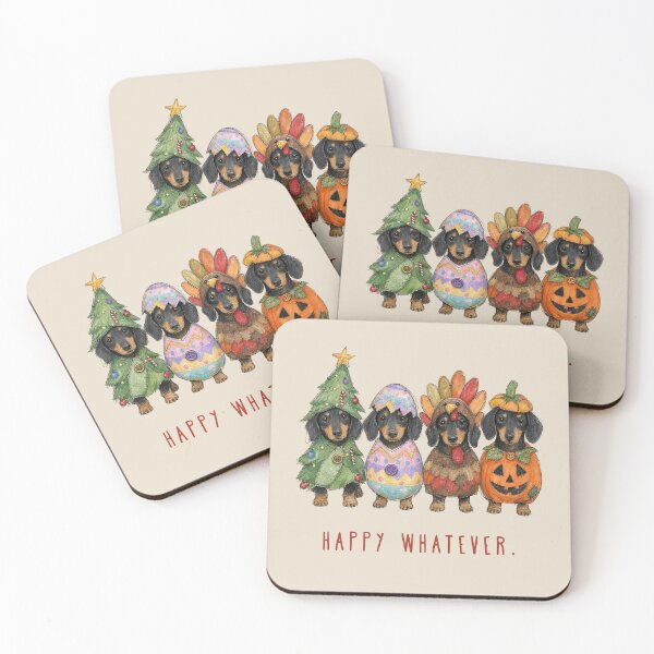 Item preview, All 4 Holidays Happy Whatever Funny Seasons Cute Dachshunds designed and sold by RR-Arts.