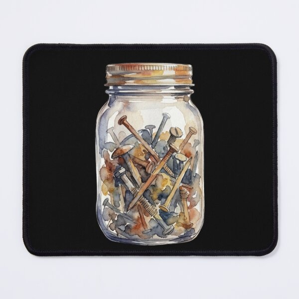 Item preview, Vintage Rusty Nails And Screws Watercolor Jar designed and sold by bvdesignart.