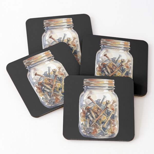 Item preview, Vintage Rusty Nails And Screws Watercolor Jar designed and sold by bvdesignart.