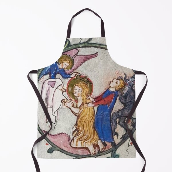 Item preview, Medieval Illuminated Manuscript Angel Demon and Saint Vintage Fine Art designed and sold by VintageManiac.