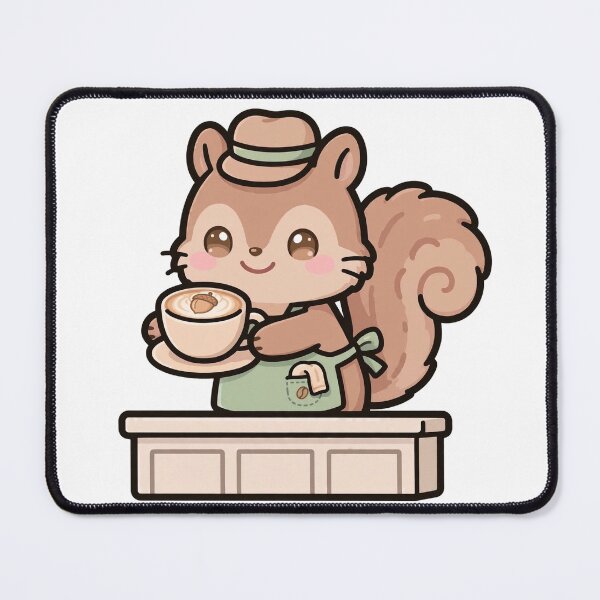 Item preview, Squirrel Barista with Acorn Latte Art designed and sold by xiaoxiaochibi.