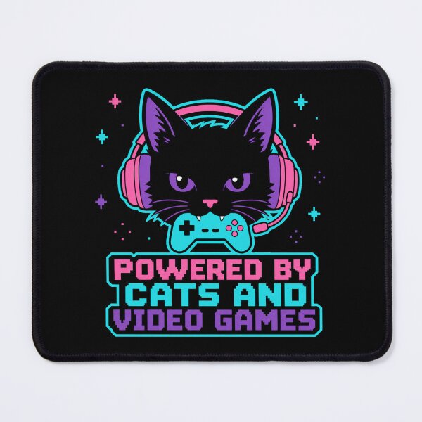 Item preview, Powered By Cats And Video Games Black Cat Gamer Shirt designed and sold by digital.stickerperso.com.