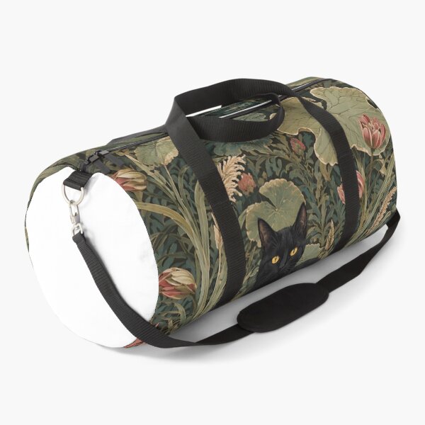 Item preview, William Morris Style Botanical Black Cat in Lotus Pond designed and sold by PurrfectHome.