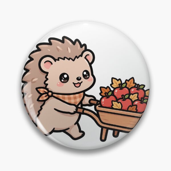 Item preview, Hedgehog Farmer with Apple Wheelbarrow designed and sold by xiaoxiaochibi.