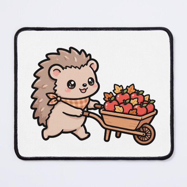 Item preview, Hedgehog Farmer with Apple Wheelbarrow designed and sold by xiaoxiaochibi.