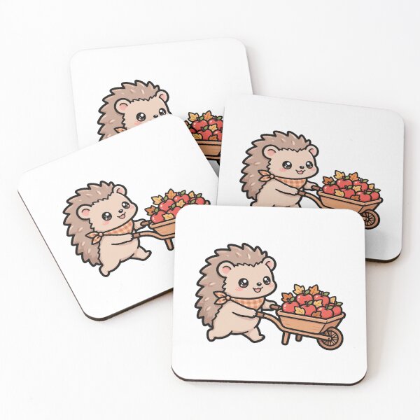 Item preview, Hedgehog Farmer with Apple Wheelbarrow designed and sold by xiaoxiaochibi.