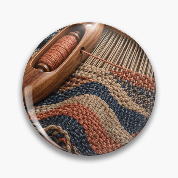 Item preview, Wooden Weaving Shuttle and Woven Fabric – Rustic Handmade Textile Art Print designed and sold by Kaleidoscope Print.