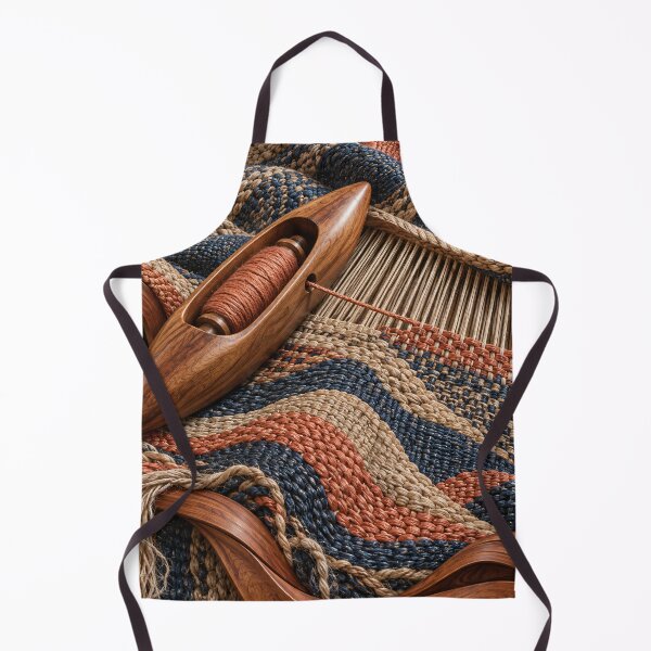 Item preview, Wooden Weaving Shuttle and Woven Fabric – Rustic Handmade Textile Art Print designed and sold by Kaleidoscope Print.