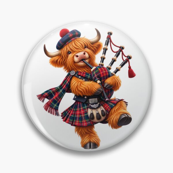 Item preview, Cute Scottish Highland Cow Bagpiper Playing Traditional Bagpipes designed and sold by MaedK.