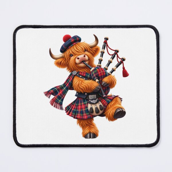 Item preview, Cute Scottish Highland Cow Bagpiper Playing Traditional Bagpipes designed and sold by MaedK.