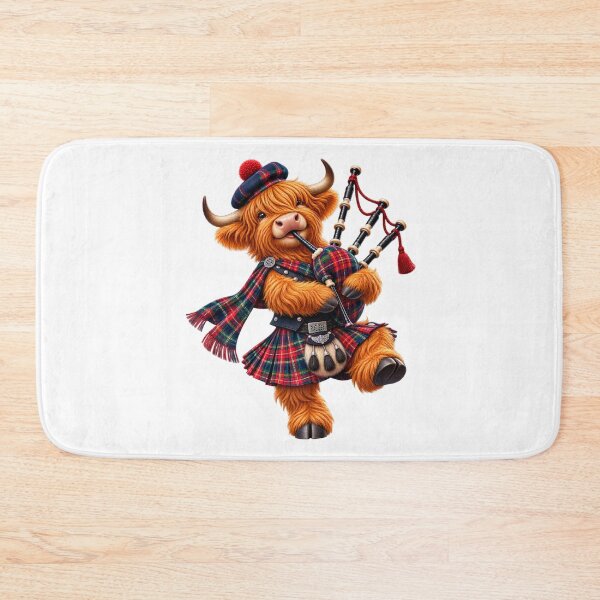 Item preview, Cute Scottish Highland Cow Bagpiper Playing Traditional Bagpipes designed and sold by MaedK.