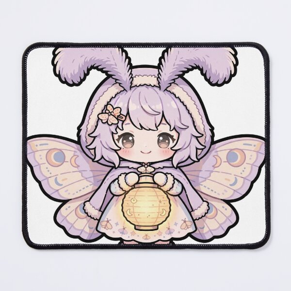 Item preview, Moth Girl with Glowing Lantern — Cozy Night Kawaii Sticker designed and sold by xiaoxiaochibi.