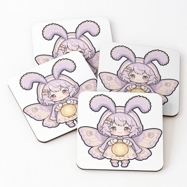 Item preview, Moth Girl with Glowing Lantern — Cozy Night Kawaii Sticker designed and sold by xiaoxiaochibi.