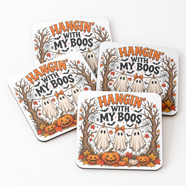 Item preview, Hanging With My Boos Halloween Ghosts Pumpkins Autumn Spooky Cute designed and sold by Rtcraftani.