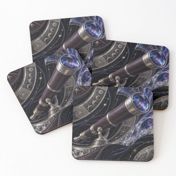 Item preview, Celestial Telescope and Crystal Galaxy – Luxury Cosmic Fantasy Art Print designed and sold by Kaleidoscope Print.
