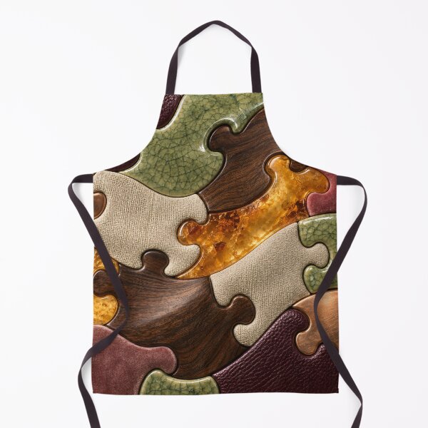 Item preview, Luxury Mixed Material Puzzle – Abstract Wood, Amber and Leather Art Print designed and sold by Kaleidoscope Print.