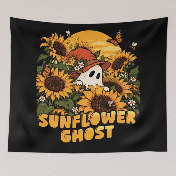 Item preview, Sunflower Ghost - Cute Spooky Witchy Sunflower Garden designed and sold by sekrecja.