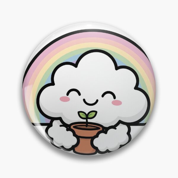 Item preview, Happy Cloud Hugging a Sprout — Positive Cozy Rainbow Sticker designed and sold by xiaoxiaochibi.