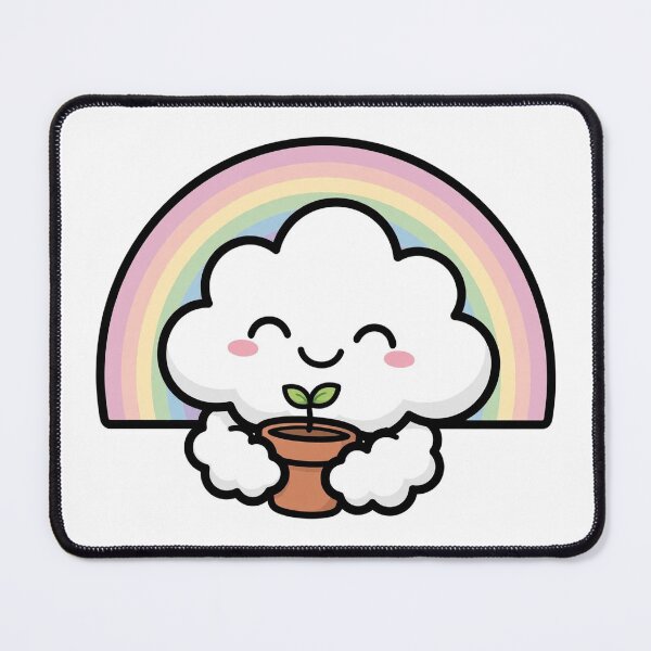 Item preview, Happy Cloud Hugging a Sprout — Positive Cozy Rainbow Sticker designed and sold by xiaoxiaochibi.