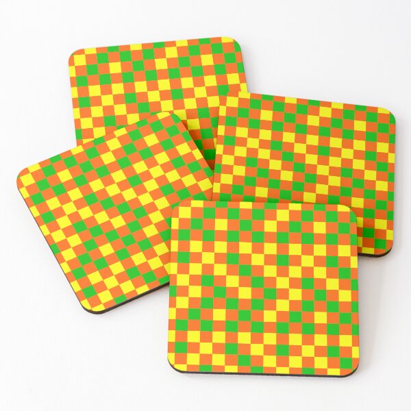 Item preview, Green And Yellow On Orange Checkered Pattern   designed and sold by PatternTitan.