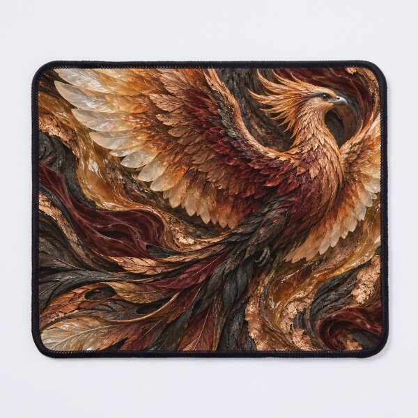 Item preview, Crystal Phoenix Rising – Luxury Copper and Amber Fantasy Bird Art Print designed and sold by Kaleidoscope Print.