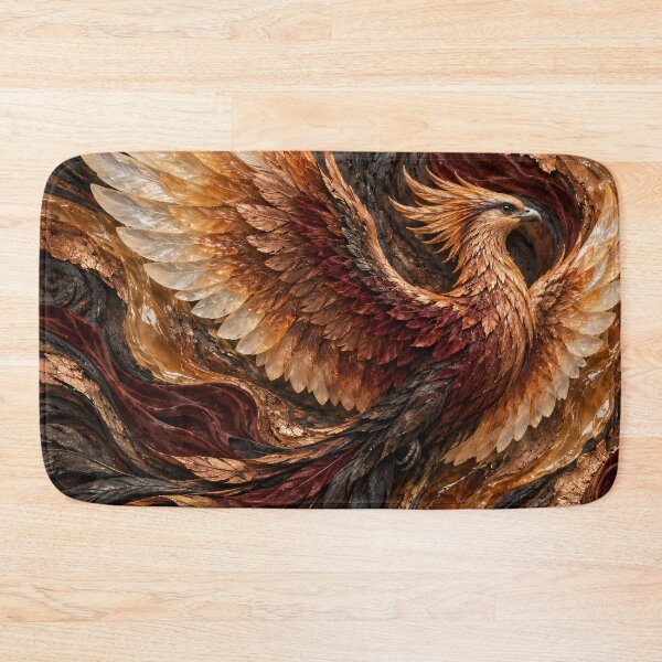 Item preview, Crystal Phoenix Rising – Luxury Copper and Amber Fantasy Bird Art Print designed and sold by Kaleidoscope Print.