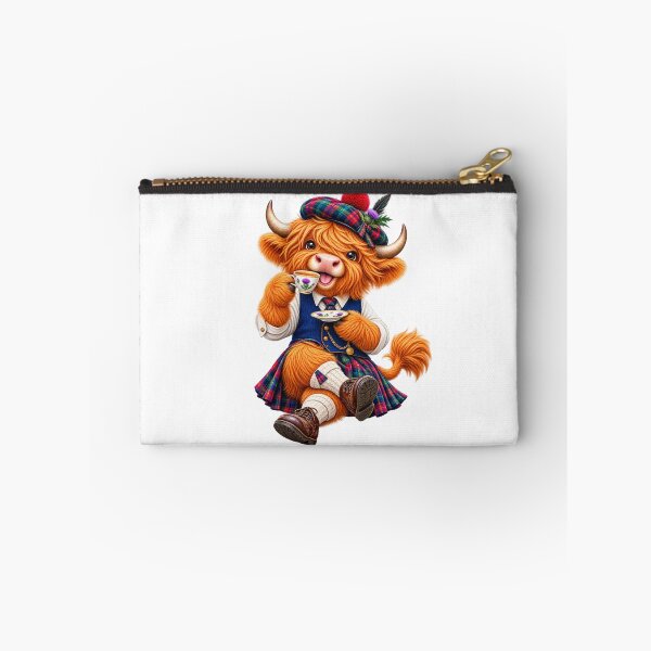 Item preview, Cute Scottish Highland Cow Enjoying Tea in Tartan Kilt designed and sold by MaedK.
