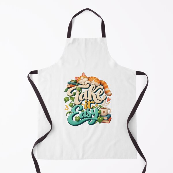 Item preview, Take It Easy - Cute Sleeping Cat Coffee & Books Typography Graphic designed and sold by Ozyven-Creation.