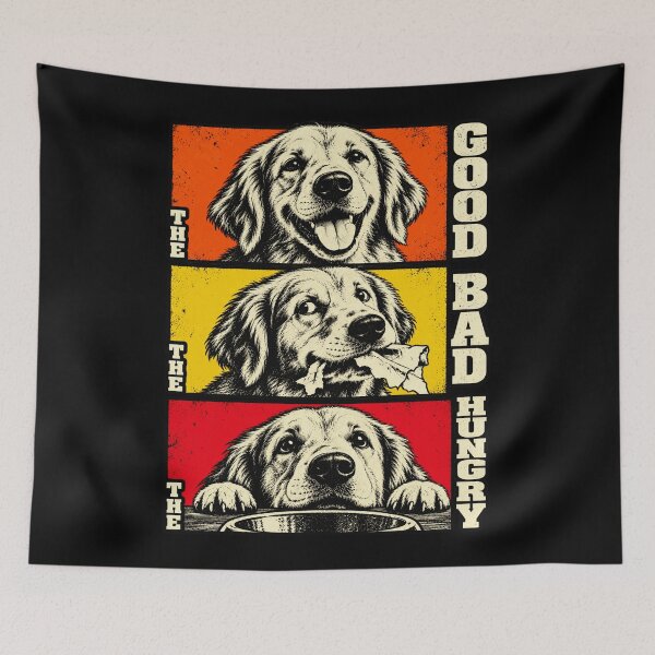 Item preview, The Good The Bad The Hungry Golden Retriever designed and sold by inkstyl.