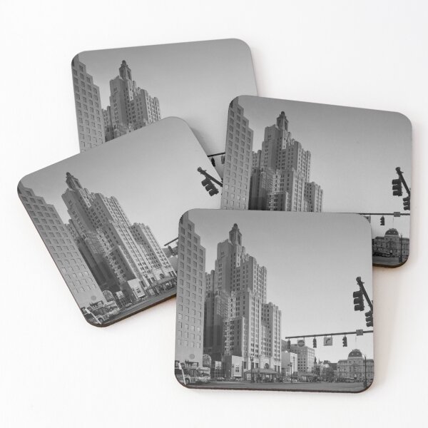 Item preview, Kennedy Plaza, the Superman Building, downtown Providence, Rhode Island vintage black and white photograph designed and sold by Astrid Arkhangelsky.