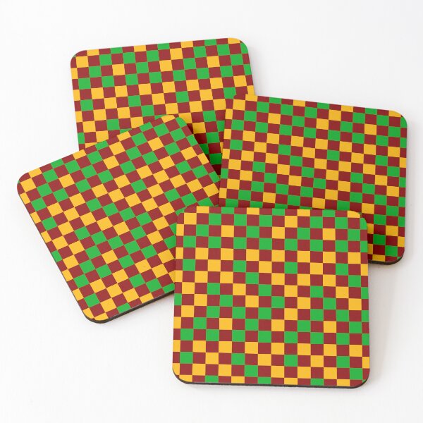Item preview, Green And Yellow On Red Checkered Pattern   designed and sold by PatternTitan.