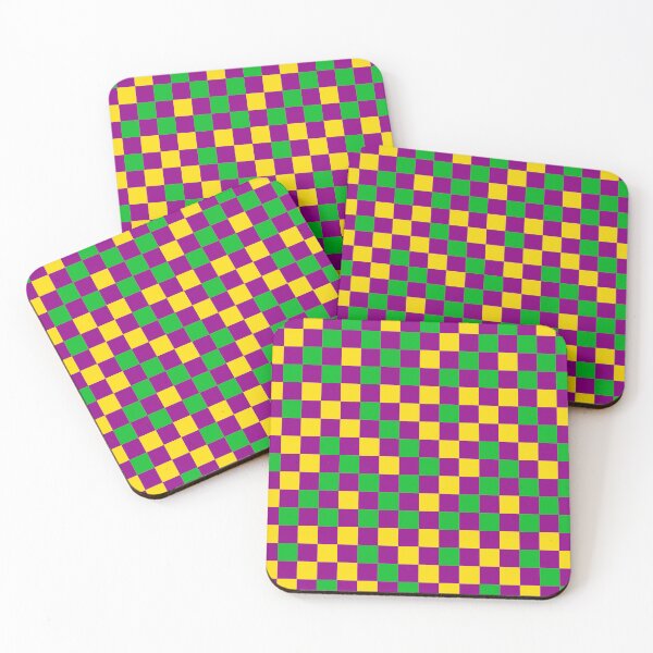 Item preview, Green And Yellow On Purple Checkered Pattern   designed and sold by PatternTitan.