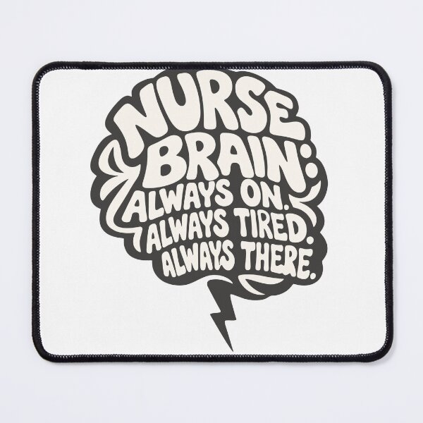 Item preview, Nurse Brain Always On Always Tired Always There – Funny Nurse Pin RN Gift designed and sold by KiwyStudio.