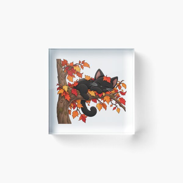 Item preview, Sleeping Black Cat in Autumn Tree designed and sold by House Of Hauntlings.